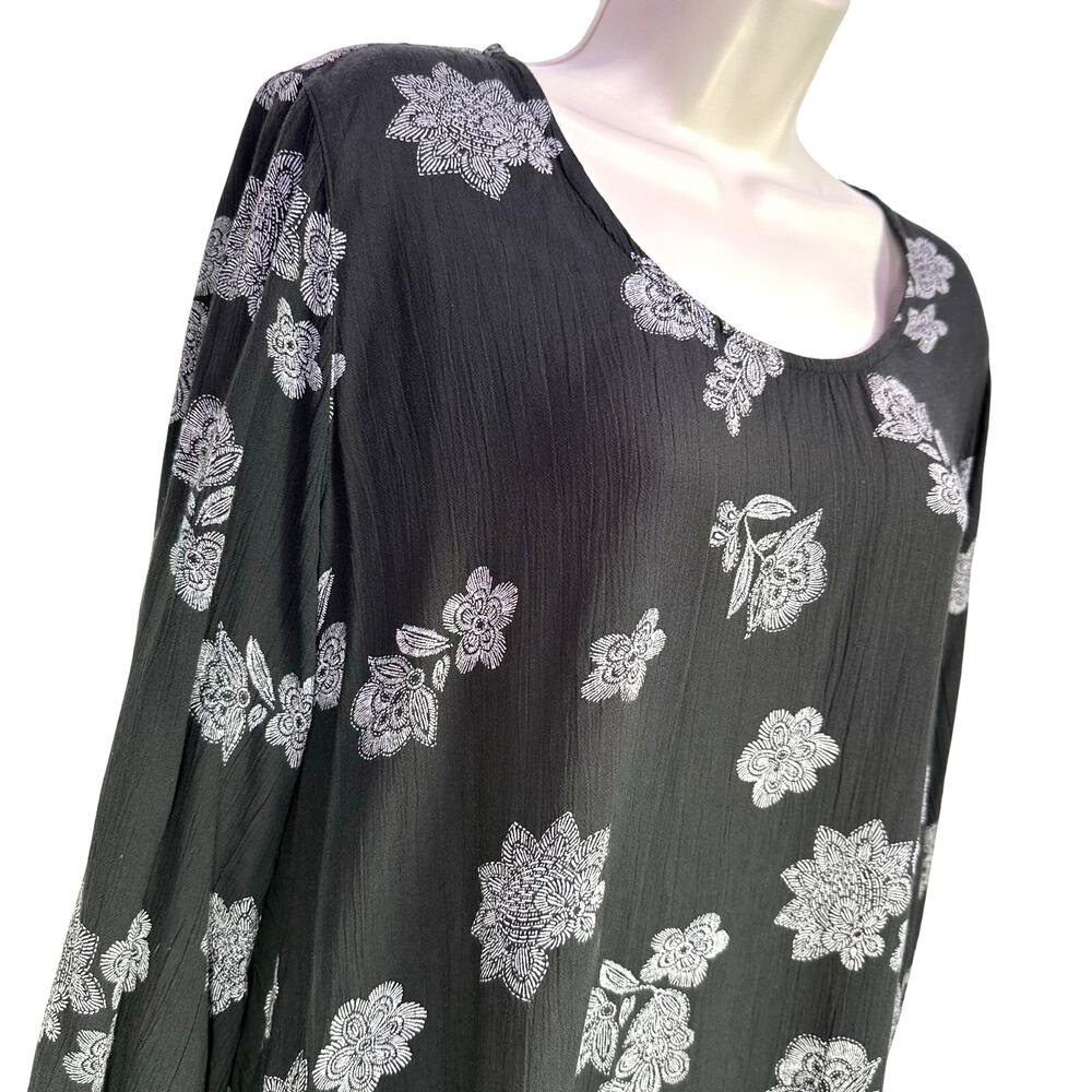 Vintage Y2k Mossimo medium dress black floral whimsygoth fairy cottage romantic - Picture 2 of 10